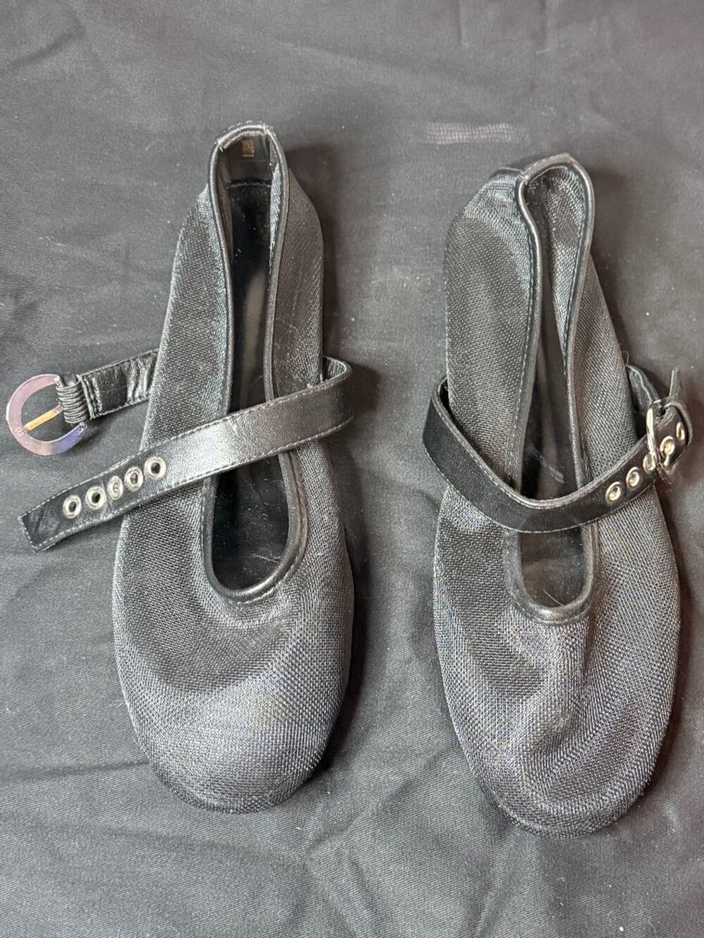 Black mesh Mary Jane ballet flats